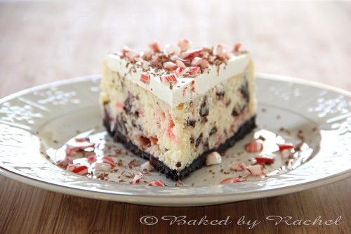 Peppermint Bark Cheesecake Recipe from bakedbyrachel.com