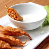 Buffalo Chicken Wontons and a Super Bowl recipe roundup - bakedbyrachel.com