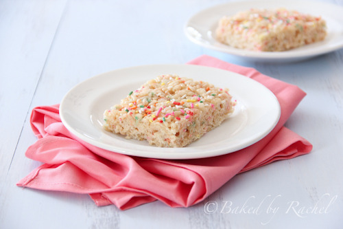 Cake Batter Rice Krispie Treats - Baked by Rachel