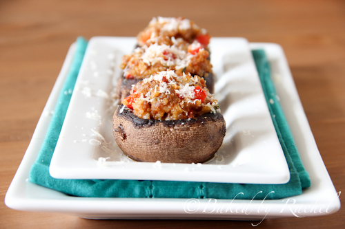 Sausage and Red Pepper Stuffed Mushrooms - Baked by Rachel