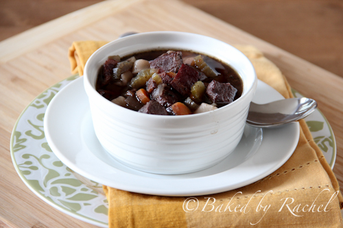 Slow Cooker Beef Bourguignon Soup - Baked by Rachel