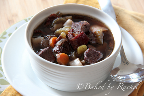 Slow Cooker Beef Bourguignon Soup - Baked by Rachel
