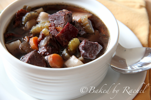 Slow Cooker Beef Bourguignon Soup - Baked by Rachel