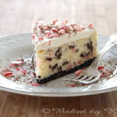 White Chocolate Peppermint Bark Cheesecake - bakedbyrachel.com