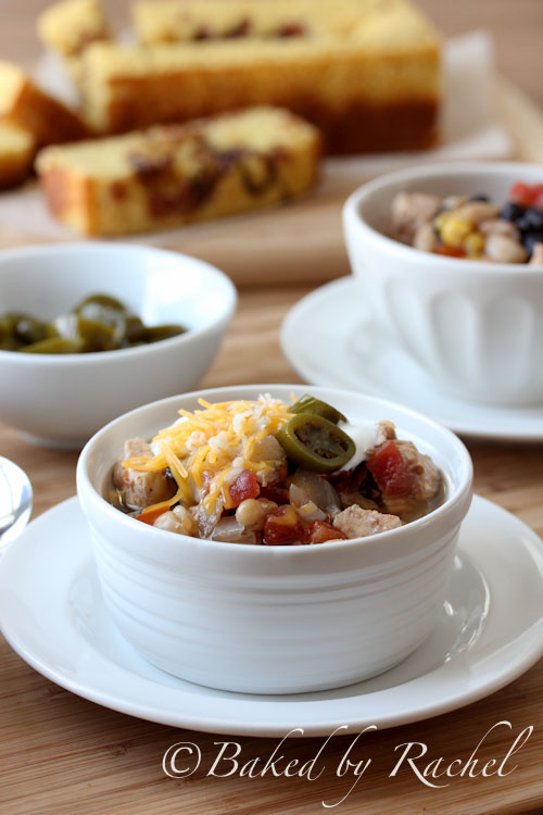 Slow Cooker Mexican Chicken Chili Recipe - bakedbyrachel.com
