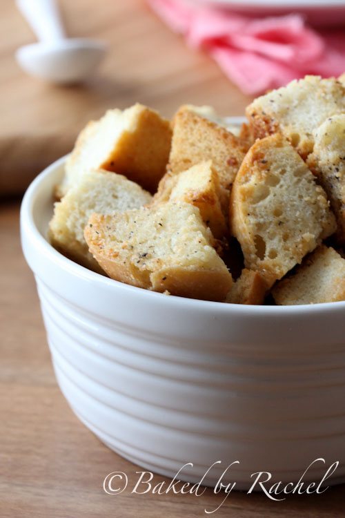 Garlic and Parmesan Croutons - bakedbyrachel.com