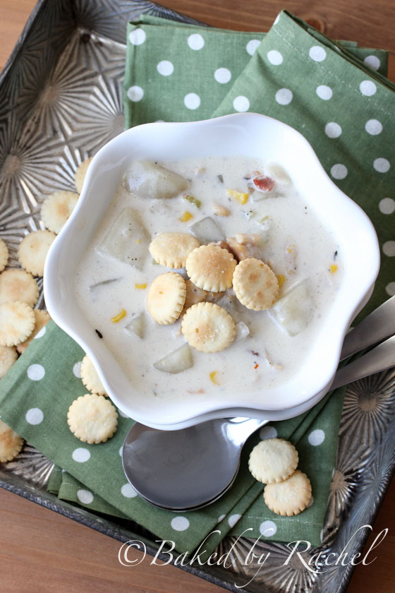 Slow Cooker New England Clam and Corn Chowder Recipe - bakedbyrachel.com