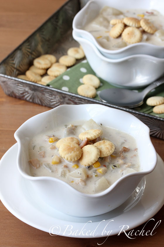 Slow Cooker New England Clam and Corn Chowder Recipe - bakedbyrachel.com