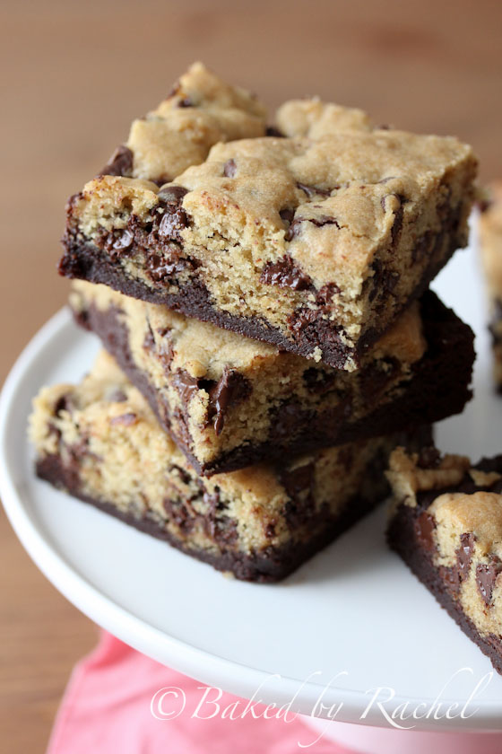 Chocolate Chip Cookie Brownie Bar Recipe - bakedbyrachel.com