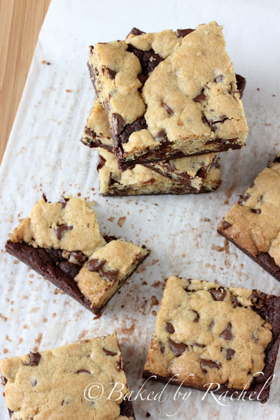 Chocolate Chip Cookie Brownie Bar Recipe - bakedbyrachel.com