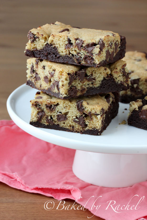 Chocolate Chip Cookie Brownie Bar Recipe - bakedbyrachel.com