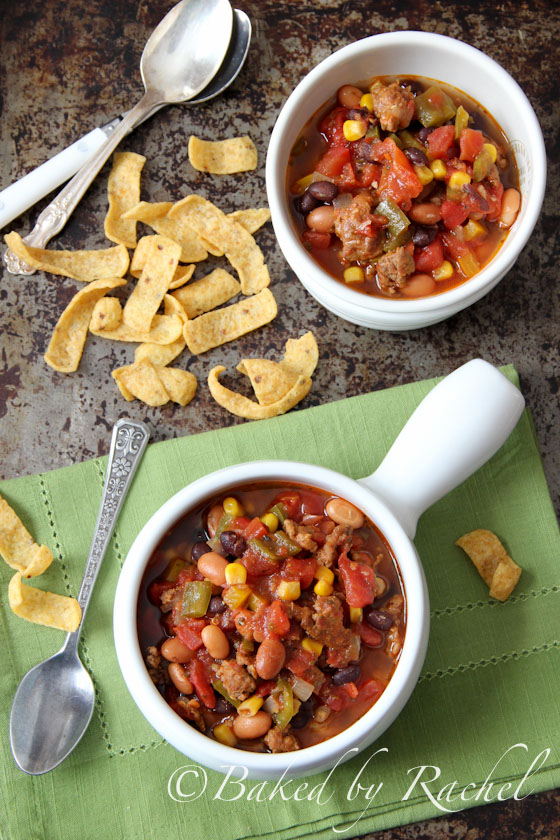 Slow Cooker Sausage and Poblano Chili Recipe - bakedbyrachel.com