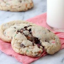 Cake Batter Funfetti Chocolate Chip Cookies Recipe - bakedbyrachel.com
