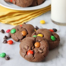 Salted Double Chocolate M&M Cookies Recipe from bakedbyrachel.com