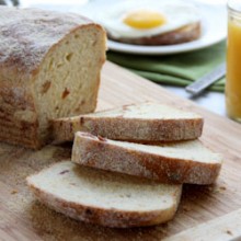 Bacon and Cheddar English Muffin Bread Recipe from bakedbyrachel.com