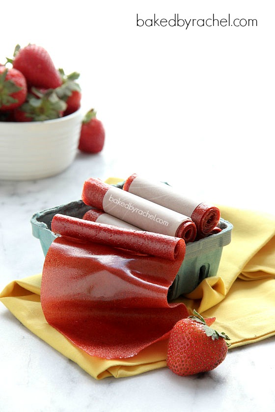Easy Homemade Strawberry Fruit Leather Recipe from bakedbyrachel.com